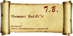 Thomasz Balár névjegykártya